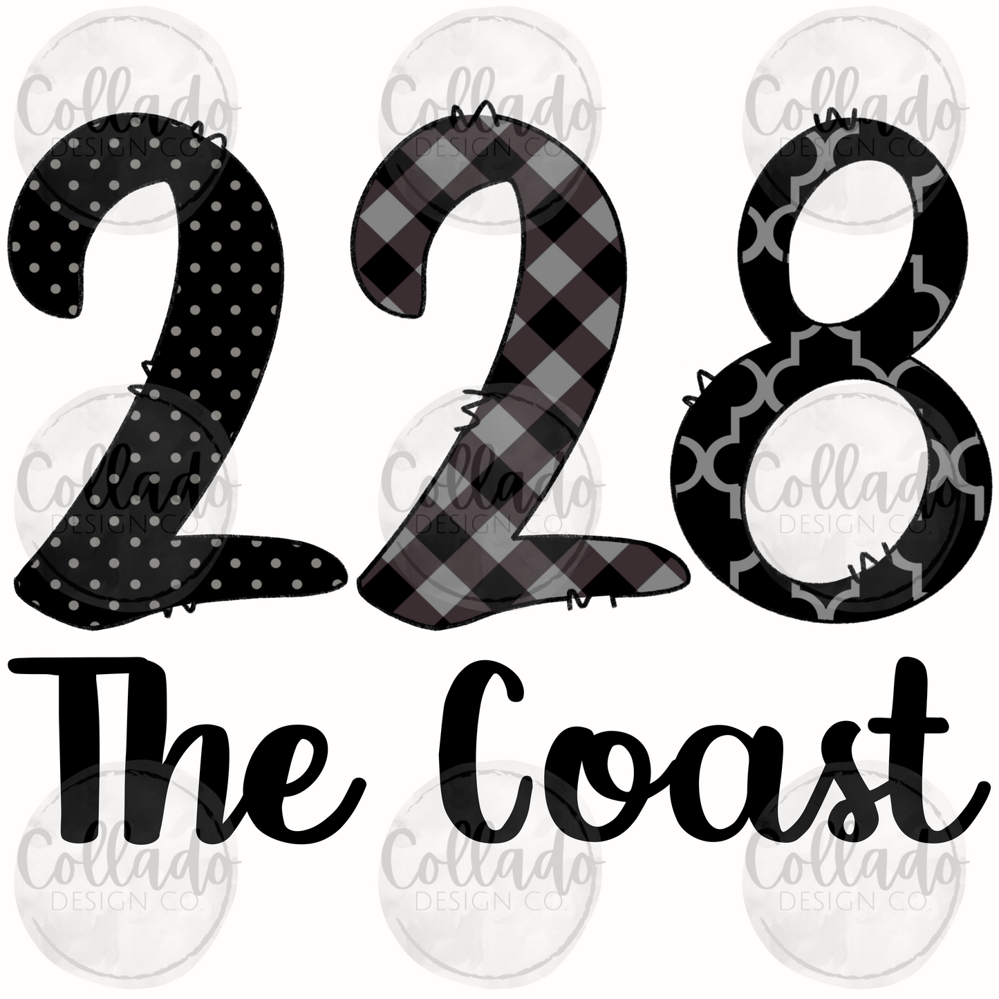 228 The Coast Mississippi Black Gray Patterns Digital Download Instant PNG File
