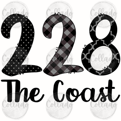 228 The Coast Mississippi Black Gray Patterns Digital Download Instant PNG File