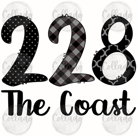 228 The Coast Mississippi Black Gray Patterns Digital Download Instant PNG File
