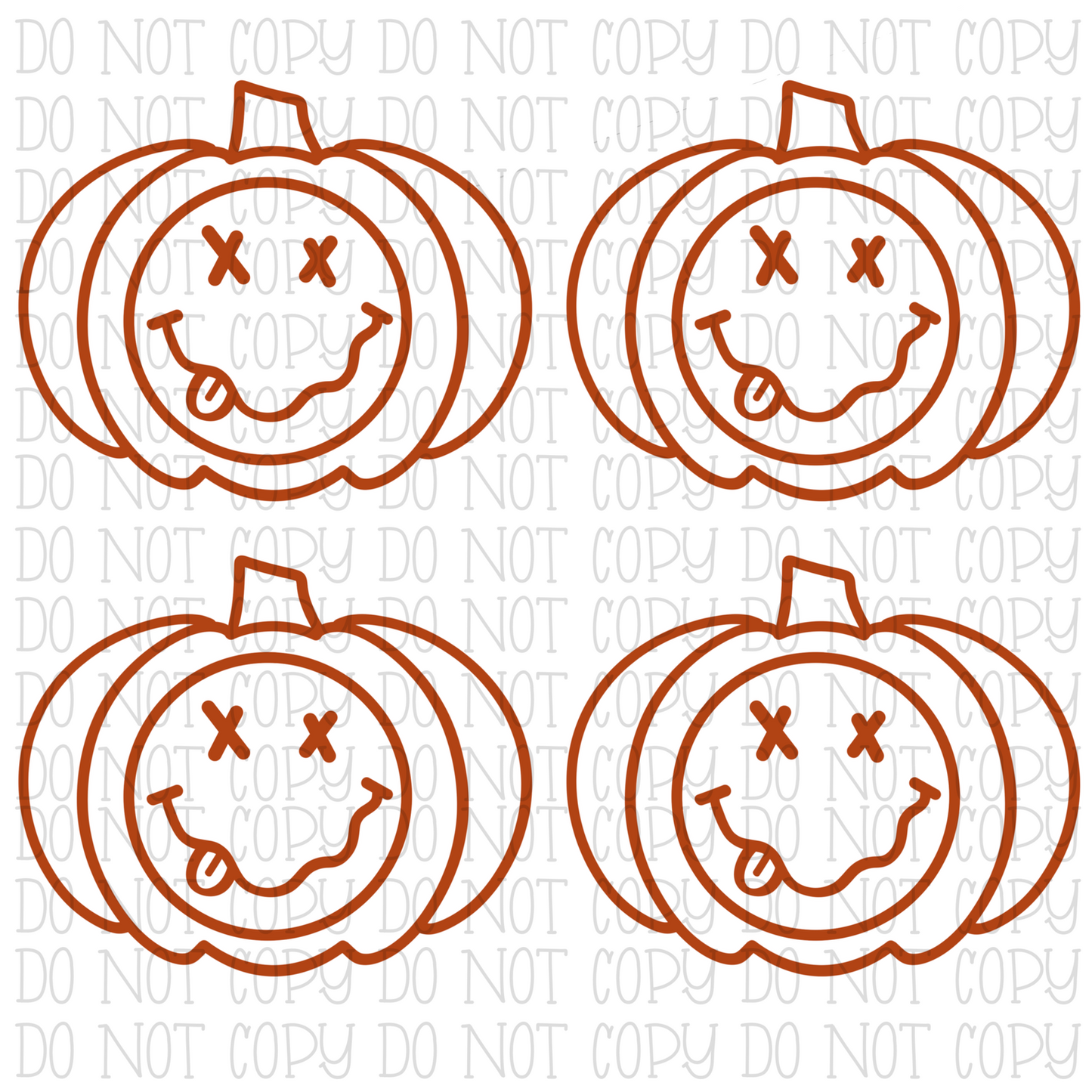 Autumn Pumpkin Fall Orange Smile Face Tongue Face (3 Files) W/Sleeve Pumpkins Watercolor Digital Download Instant PNG File NOT SVG