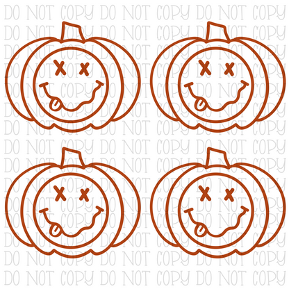 Autumn Pumpkin Fall Orange Smile Face Tongue Face (3 Files) W/Sleeve Pumpkins Watercolor Digital Download Instant PNG File NOT SVG