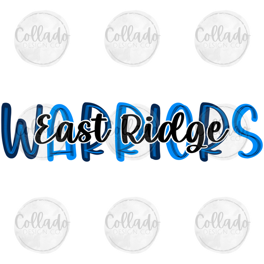 East Ridge Warriors Kentucky KY Dark Blue Light Blue - School Sports Team - Digital Download Instant PNG File
