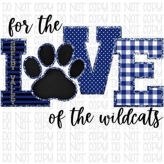 For the Love of the Shelby Valley Wildcats Kentucky School Sports Team Digital Download Instant PNG File