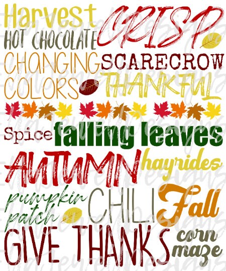 All About Fall Autumn Leaves Bonfires Smores Red Orange Yellow Brown Digital Download Instant PNG File