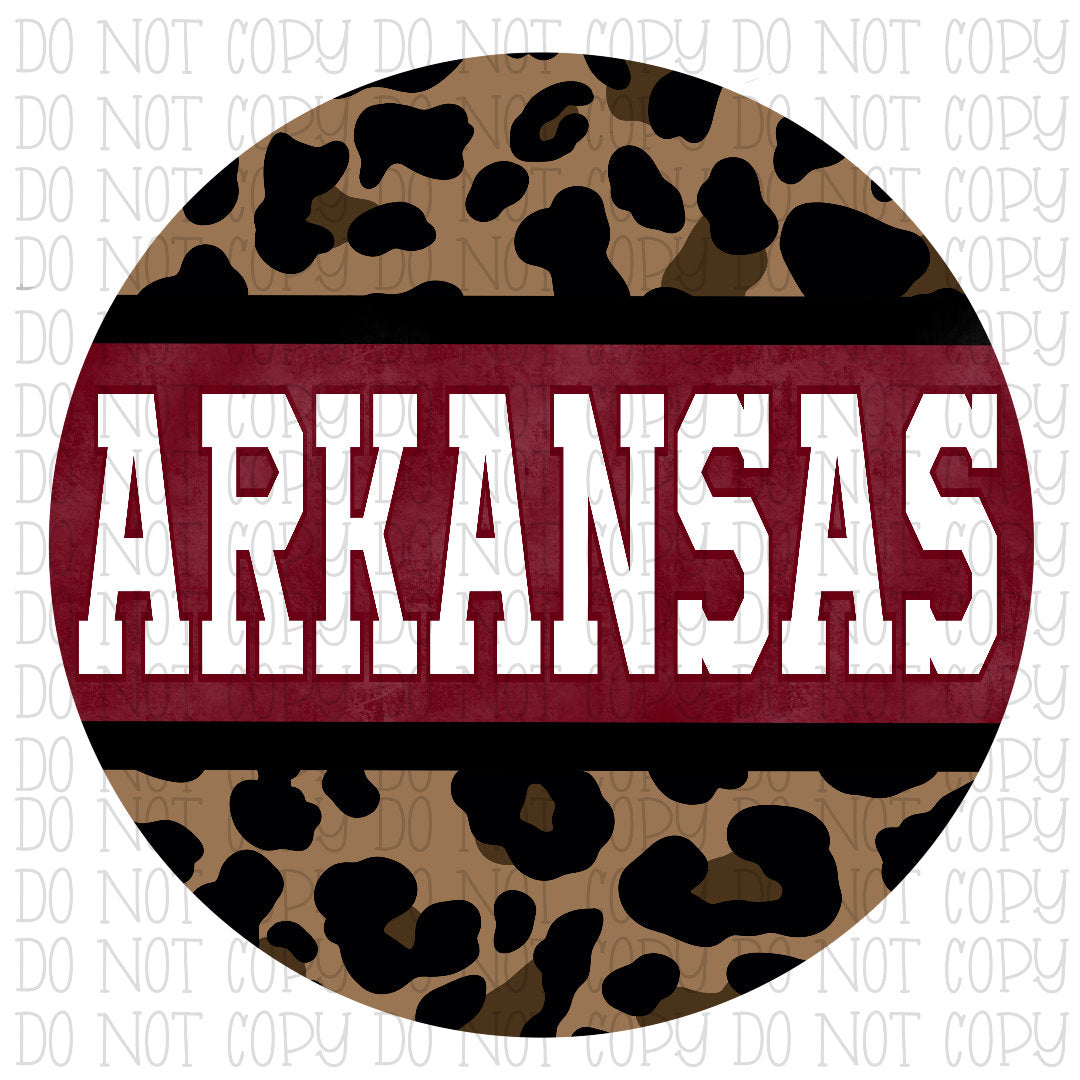 Arkansas AR Leopard Circle Hogs Colors Maroon Digital Download Instant PNG File