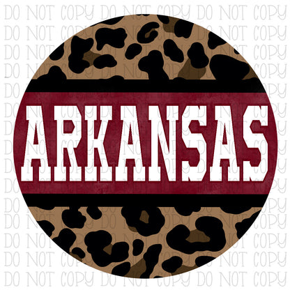 Arkansas AR Leopard Circle Hogs Colors Maroon Digital Download Instant PNG File