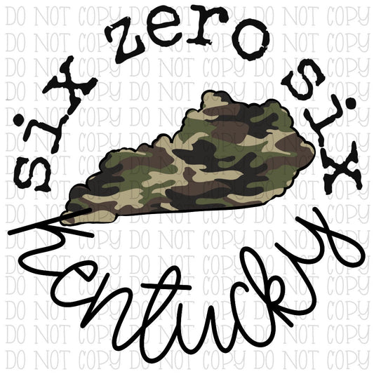 606 Area Code Kentucky Camo Six Zero Six State Outline KY Digital Download Instant PNG File