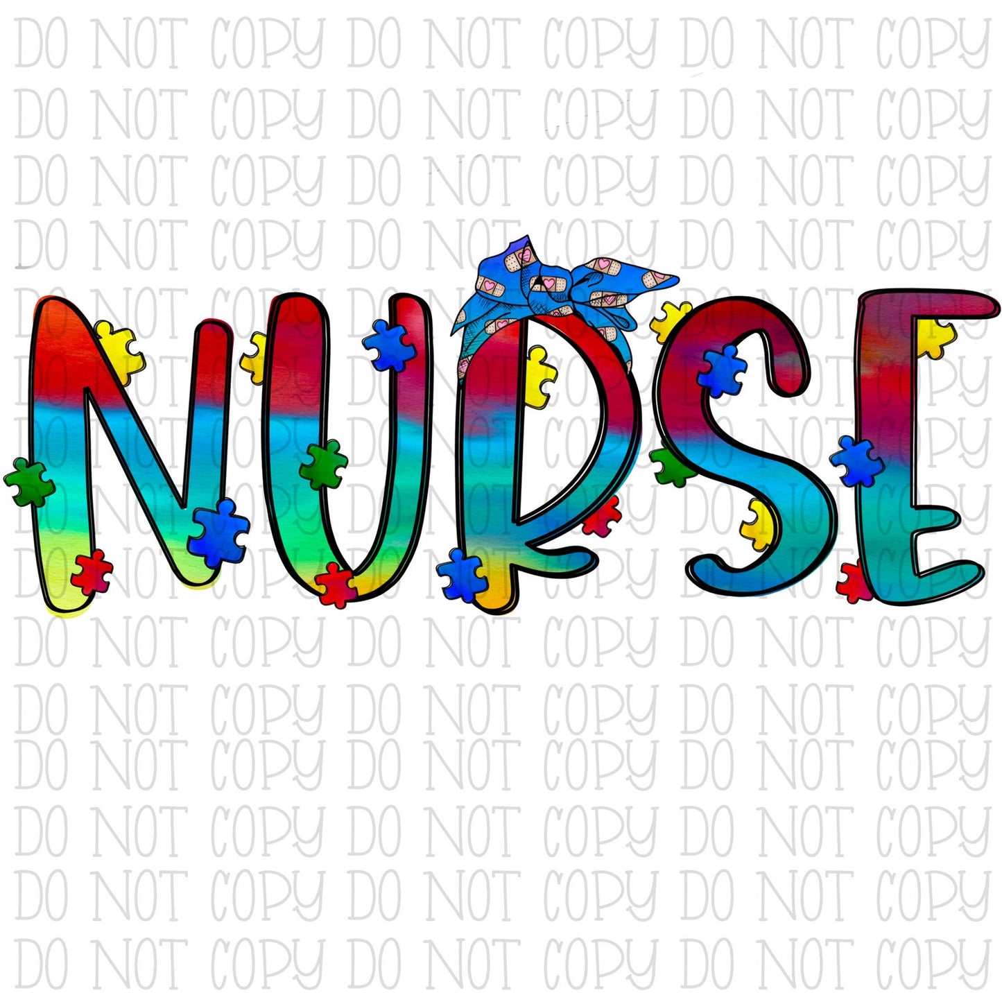 Autism Awareness - Nurse - RN - Nursing - Tie Dye Bandana Digital Instant Download PNG File