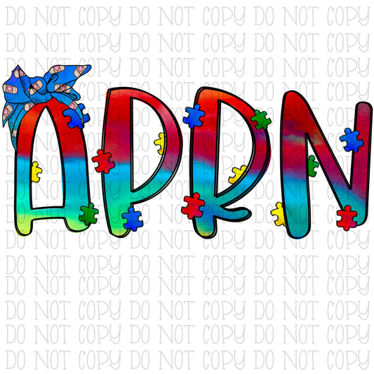 Autism Awareness - APRN- RN - Nursing - Tie Dye Bandana Digital Instant Download PNG File