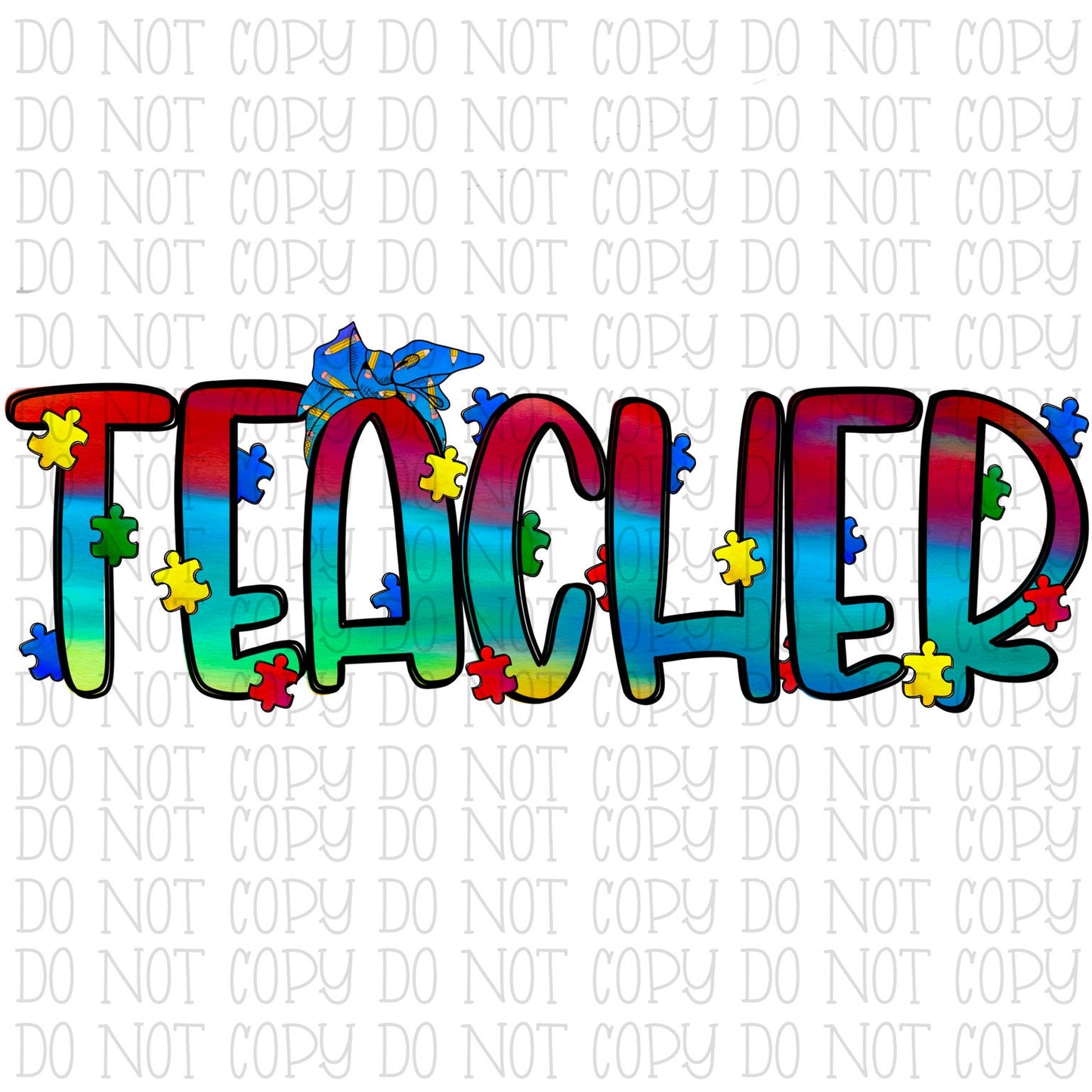 Autism Awareness - Teacher- Pencil Bandana - Tie Dye Digital Instant Download PNG File