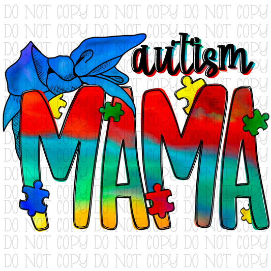 Autism Mama Headband Watercolor Tie Dye Awareness Puzzle Pieces Digital Download Instant PNG File