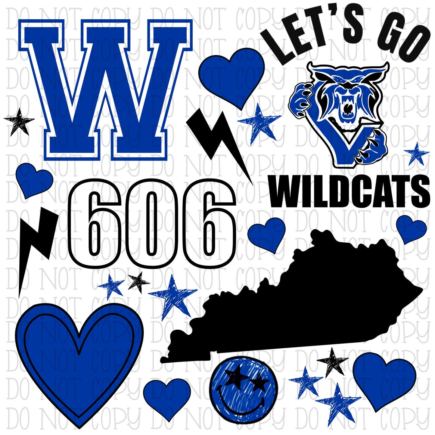 Shelby Valley Wildcats - Shelby Valley - Kentucky - Blue and Black - Scatter - School Sports Team - Digital Download Instant PNG File