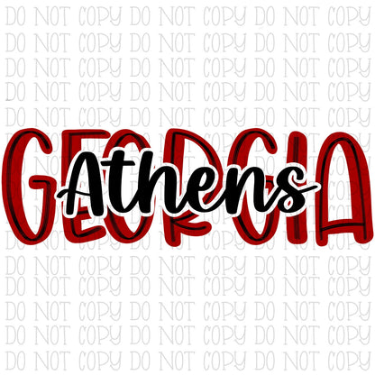 Athens Georgia Black and Red State School Sports Team Digital Download Instant PNG File