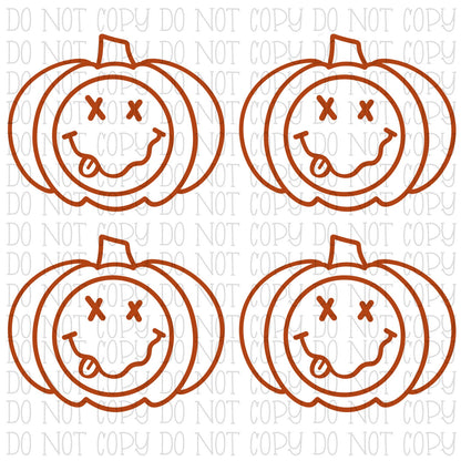 Autumn Pumpkin Fall Orange Smile Face Tongue Face (2 Files) W/Sleeve Pumpkins Watercolor Digital Download Instant PNG File