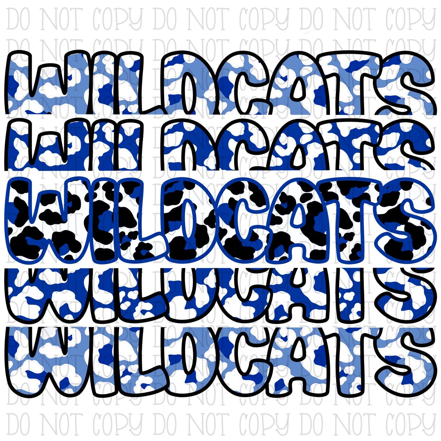 Valley Wildcats - Shelby Valley - Stack Repeat Leopard - Kentucky - Blue School Sports Team - Digital Download Instant PNG File