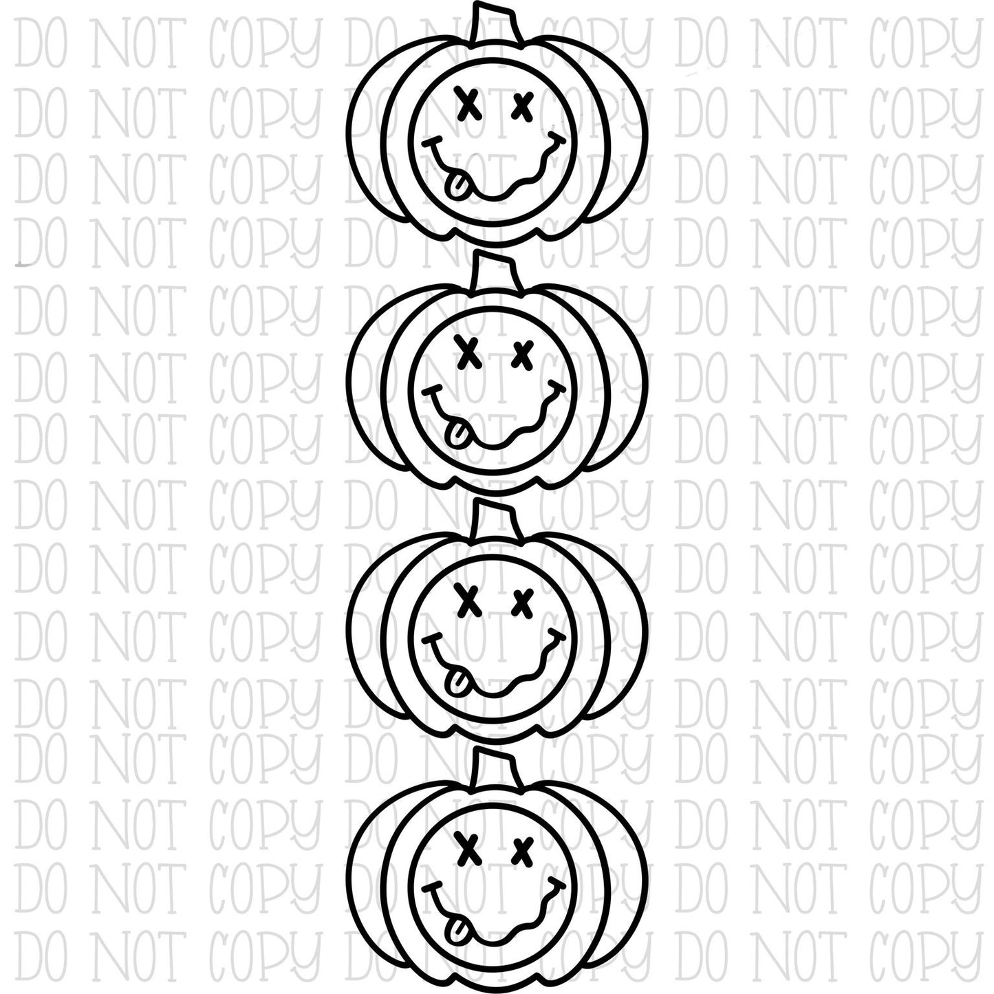 Autumn Pumpkin Fall Black/White Smile Face Tongue Face (Includes both colors) 4 Files W/Sleeve Pumpkins Digital Download Instant PNG