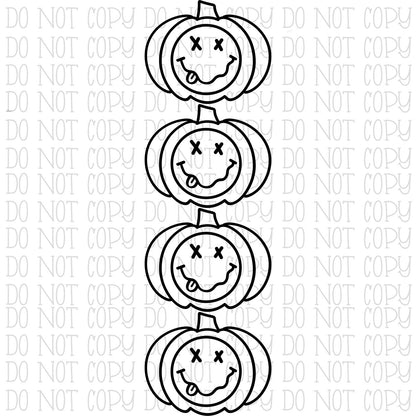 Autumn Pumpkin Fall Black/White Smile Face Tongue Face (Includes both colors) 4 Files W/Sleeve Pumpkins Digital Download Instant PNG