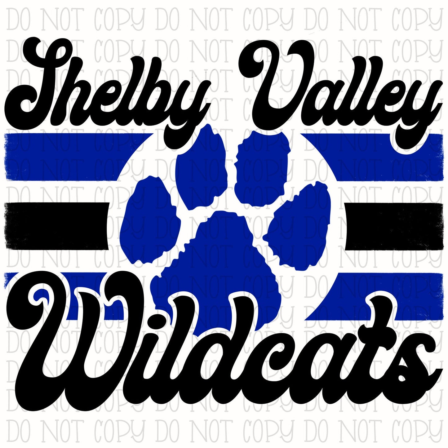 Shelby Valley Wildcats Kentucky -Stripes - Blue and Black - School Sports Team - Digital Download Instant PNG File