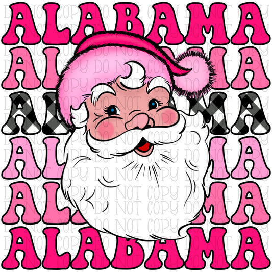 Alabama Santa - Repeat - Hot Pink - Retro - Christmas Holidays Digital Download Instant PNG File