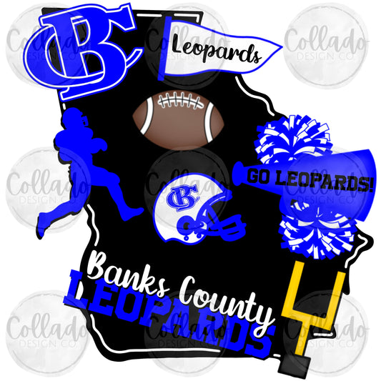 Banks County Leopards Georgia GA Blue and Black Football School Sports Team Digital Download Instant PNG File NOT Svg