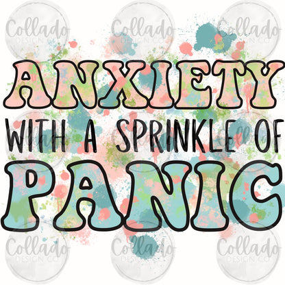 Anxiety with a Sprinkle of Panic Paint Splatter Funny Adult Humor Pastel Colors Digital Download Instant PNG File