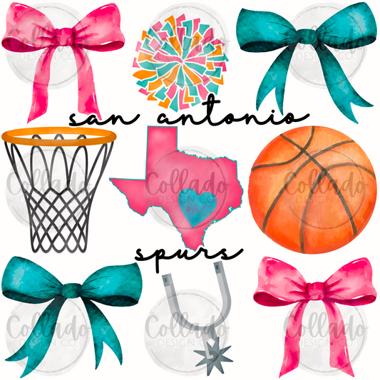 San Antonio Spurs Bow Trio Basketball Texas School Sports Team - Digital Download Instant PNG File (Copy)