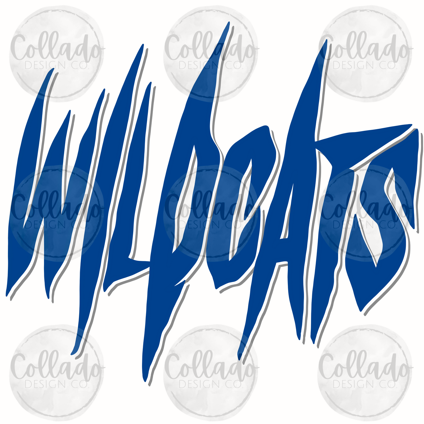 Wildcats Scratch Text Blue Gray Kentucky School Sports Team - Digital Download Instant PNG File