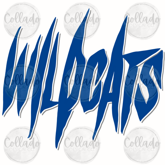 Wildcats Scratch Text Blue Gray Kentucky School Sports Team - Digital Download Instant PNG File